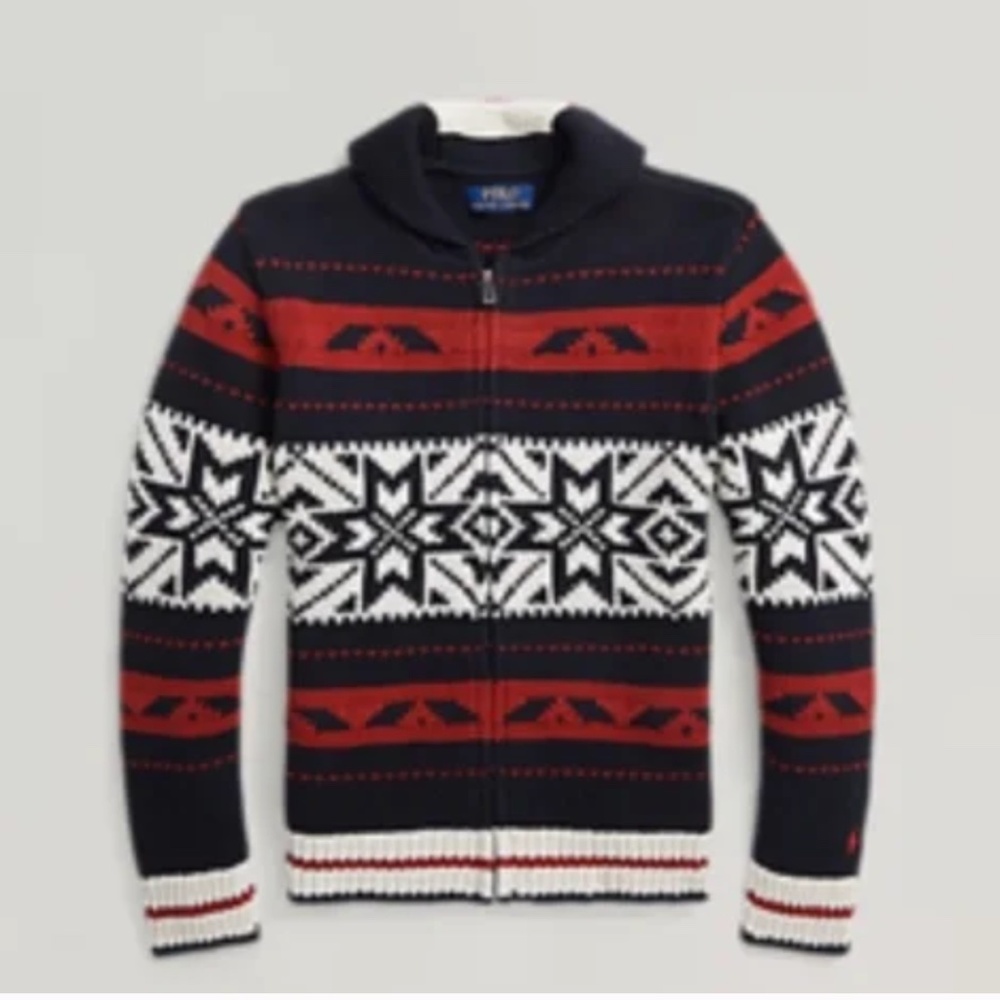 Boys Ralph Lauren Cotton Blend Full Zip Sweater Size L NWOT